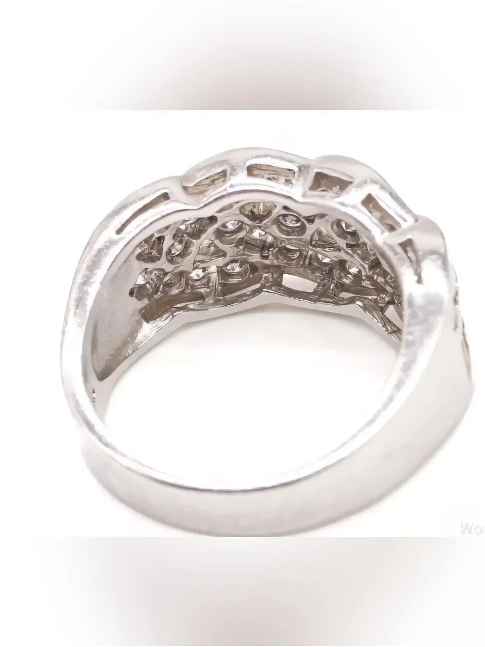 GSJ DQ Cz Crystal-Accented Braided Band Ring in 925 Silver Sz 7